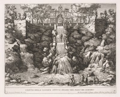 Cascata Sotto LOrgano的景色在花园计划中。 作者 乔凡尼·弗朗切斯科·文图里尼
