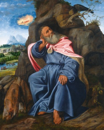 乌鸦喂养的以利亚》，约1510年。 作者 Giovanni Girolamo Savoldo