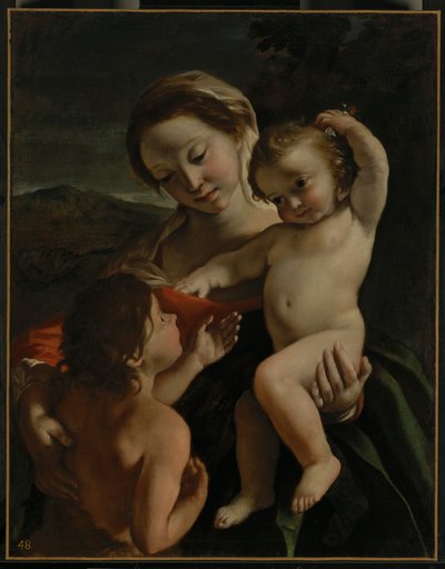 圣母子与圣婴施洗约翰 作者 Giovanni Lanfranco