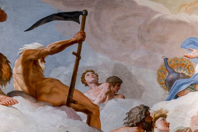 时间之神土星众神会议 "1624-1625 年壁画细部。 作者 乔凡尼·兰弗兰科（Giovanni Lanfranco）
