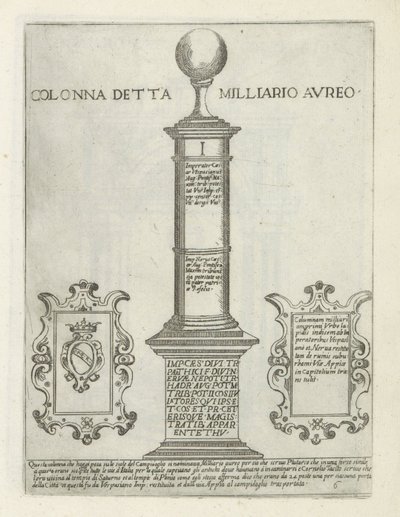 De Milliarium Aureum
Colonna detta Milliario Aureo（物品上的标题）
罗马的现代和古代纪念碑（系列标题）
Ornamenti di fabriche antichi et moderni dell