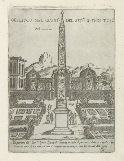 罗马美第奇别墅花园中的埃及方尖碑
Obelisco nel giard.o del ser.mo G. D. Di Tosc.a（文物标题）
罗马的现代和古代遗迹与建筑（系列标题）
Ornamenti di fabriche antichi et moderni dell