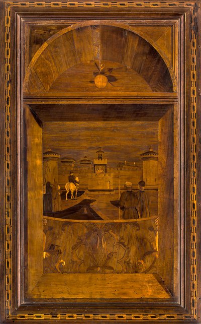 Lignaean Canonical 合唱团，由 Giovanni Maria Platina 镶嵌，1484 年，Superior Stallo，米兰 Sforzesco 城堡景观 作者 乔瓦尼·玛丽亚·普拉蒂纳