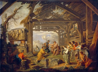 预言基督诞生的库迈西庇阿。乔瓦尼-保罗-帕尼尼（Pannini）（1691-1765 年）的画作，布面油画 作者 Giovanni Paolo Pannini