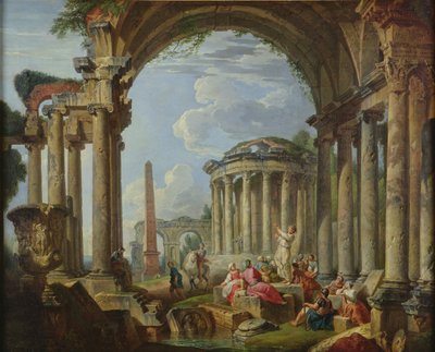 古代遗址中的讲道，c.1740-50 作者 Giovanni Paolo Pannini