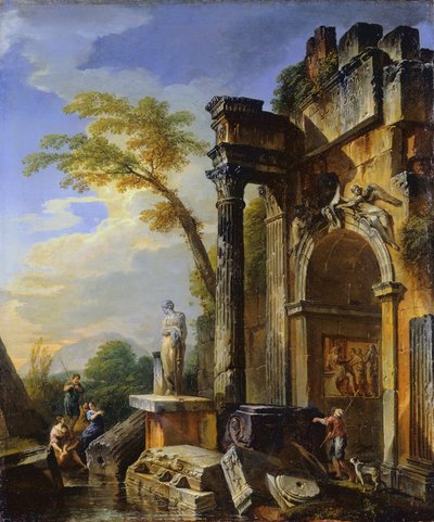 凯旋门的废墟在罗马Campagna，17171719 作者 乔瓦尼·保罗·帕尼尼