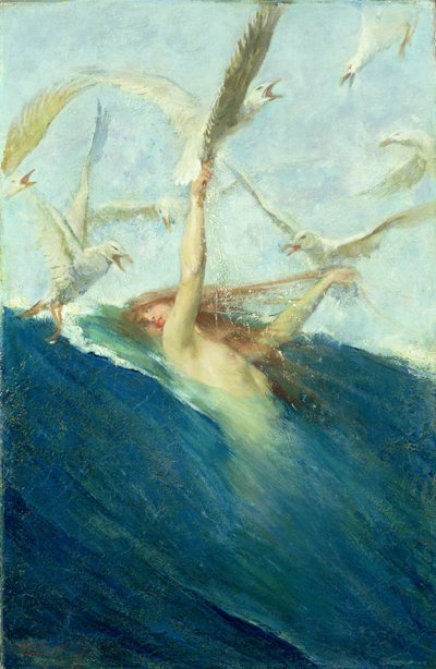 美人鱼被海鸥袭击 作者 Giovanni Segantini