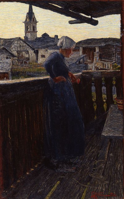在阳台上，1892年。 作者 乔凡尼·塞甘蒂尼（Giovanni Segantini）