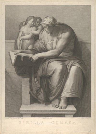 米开朗基罗在西斯廷教堂的壁画后的库迈亚女妖，1784-90。 作者 乔瓦尼·沃尔帕托