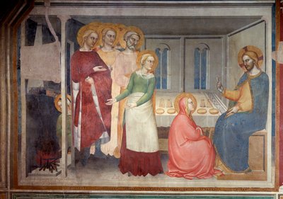 圣母的生活。基督在马大和马利亚的家里（壁画 作者 Giovanni da Milano