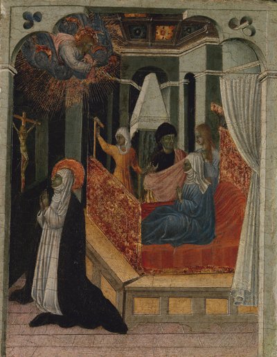 锡耶纳（Siena）的圣凯瑟琳（Saint Catherine）求基督复兴母亲，ca。 1447-65。 作者 乔瓦尼·迪·保罗