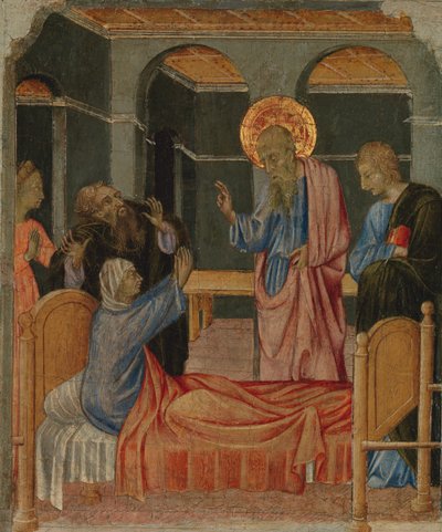 福音传教士圣约翰（John John）提出了德鲁斯安娜（Drusiana）， 1460。 作者 乔瓦尼·迪·保罗