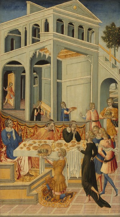 施洗者圣约翰的头颅被带到希律王面前 作者 Giovanni di Paolo