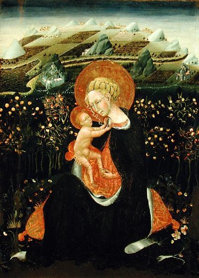 谦卑的麦当娜，c.1450-60（面板上的蛋彩画） 作者 乔瓦尼·迪保罗·格拉齐亚