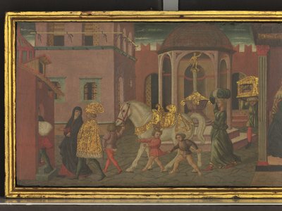 特拉扬和寡妇的故事》，木盒画板细节，约 1450 年（蛋彩画板） 作者 乔凡尼·迪·塞尔瓦·乔吉亚