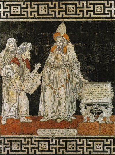 Hermes Trismegistus。锡耶纳大教堂的地板马赛克，1488年。 作者 乔瓦尼·迪斯蒂法诺