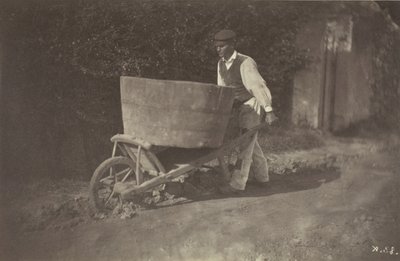带着手推车的男性农民，1870年。 作者 吉罗东的艺术家