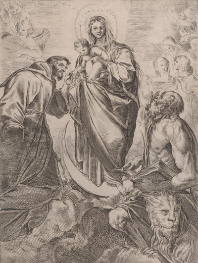 圣母与圣人杰罗姆和弗朗西斯，1660-80。 作者 吉罗拉莫·罗西（Girolamo Rossi）