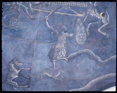 1442年7月4日夜间太阳穿过星星的路径，猎户座和金牛座的细节，从祭坛上方的拱腹，c.1430（细节85088） 作者 朱利亚诺·达里里·佩塞洛