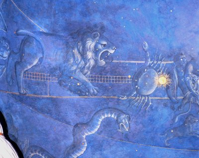 1442年7月4日夜间太阳通过星星的路径，狮子座，巨蟹座和九头蛇的细节，从祭坛上方的拱腹，1430（细节85088） 作者 朱利亚诺·达里里·佩塞洛