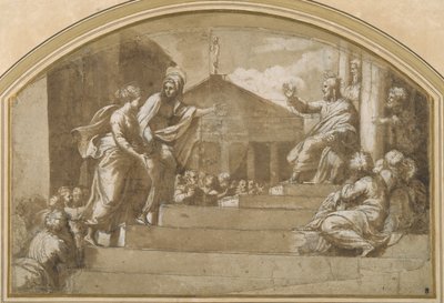 马大将抹大拉的马利亚归向基督（纸本笔墨） 作者 Giulio (attr. To) Romano