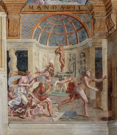 Psiche 厅，北墙：火星、维纳斯和阿多尼斯"（壁画） 作者 Giulio (工作室) Romano