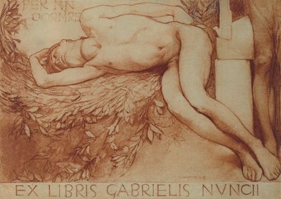 Gabriel dAnnunzio的前Libris卡片（粉笔在纸上） 作者 朱利奥·阿里斯蒂德·萨托里奥