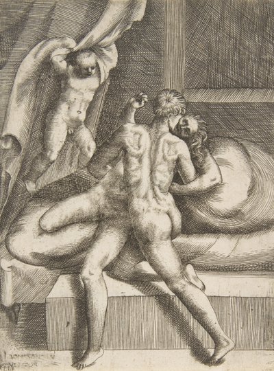 阿波罗和利库西娅，出自《众神的爱》，约1531-76年。 作者 朱利奥·博纳松