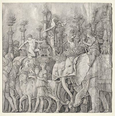 凯撒的胜利：大象，c。 1485-1490。 作者 朱利奥·坎帕尼奥拉（Giulio Campagnola）