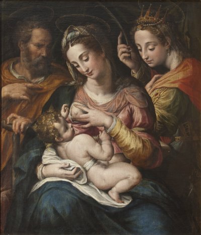 La Sainte Famille et Sainte Catherine - 圣家族与圣凯瑟琳，由Procaccini, Giulio Cesare（1574-1625）创作。布面油画。尺寸：77x67厘米。斯德哥尔摩国家博物馆 作者 朱利奥·塞萨雷·普罗卡西尼