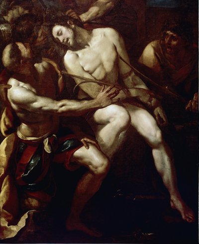 戴着荆棘的冠冕。细节。(布面油画 作者 Giulio Cesare Procaccini
