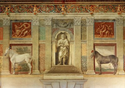Sala grande dei cavalli, with frescosé of the favourite horses of the Gonzaga ... （壁画） 作者 朱利奥·罗马诺