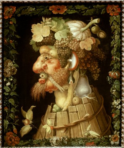 Giuseppe Arcimboldo (1527-1593) 16 世纪太阳的秋季绘画。 0,76x0,63 m - 秋天。 朱塞佩·阿尔钦博多 (1527-1593) 的绘画 作者 朱塞佩·阿辛博多
