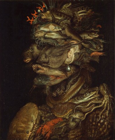 水的寓意，约1566年。 作者 Giuseppe Arcimboldo 圈子。