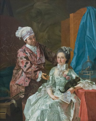 与妻子的自画像，约 1757 年（布面油画） 作者 朱塞佩·巴尔德里希（Giuseppe Baldrighi）