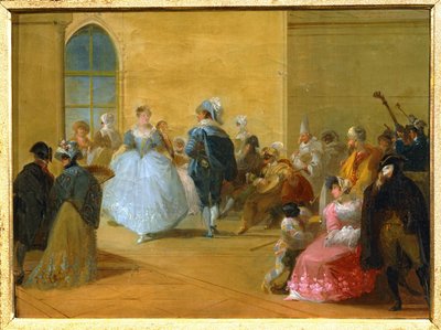 威尼斯假面舞会......（布面油画） 作者 朱塞佩·贝纳迪诺·比森