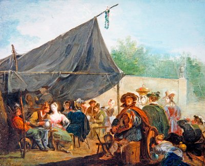 饮酒的营地景象（布面油画） 作者 朱塞佩·贝纳迪诺·比森