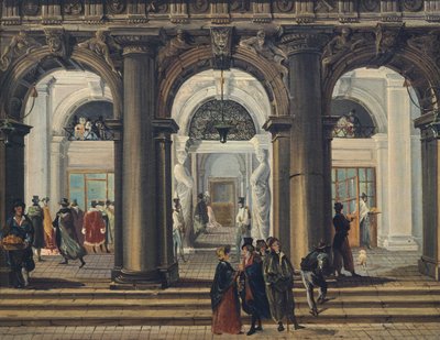 威尼斯Marciana图书馆的入口，由朱塞佩-伯纳迪诺-比森（1762-1844）设计，意大利 作者 朱塞佩·贝纳迪诺·比森