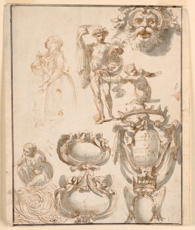 带草图的纸张 作者 Giuseppe Bernardino Bison