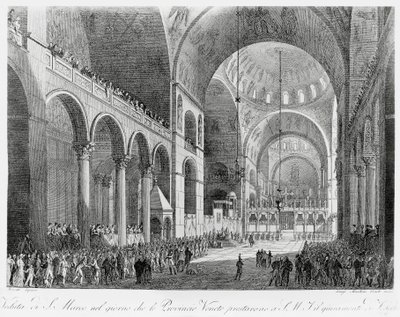 5月7日，威尼托各省在威尼斯圣马可大教堂宣誓效忠奥地利皇帝弗朗西斯二世（1768-1835） 作者 朱塞佩·博尔萨托