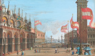 威尼斯圣马克广场，以及公爵宫和钟楼景观，1828年 作者 朱塞佩·博尔萨托