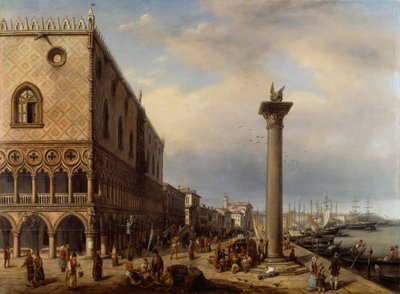 威尼斯的 Riva degli Schiavoni（人行道），由朱塞佩-坎内拉（1788-1847 年）创作 作者 朱塞佩·卡内拉（Giuseppe Canella）