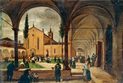 《圣贝纳迪诺修道院》，朱塞佩·卡内拉（Giuseppe Canella，1788-1847 年）创作，布面油画，29x42 厘米。 作者 朱塞佩·卡内拉（Giuseppe Canella）