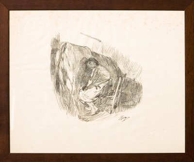 挤奶（石版画） 作者 朱塞佩·格拉齐奥西