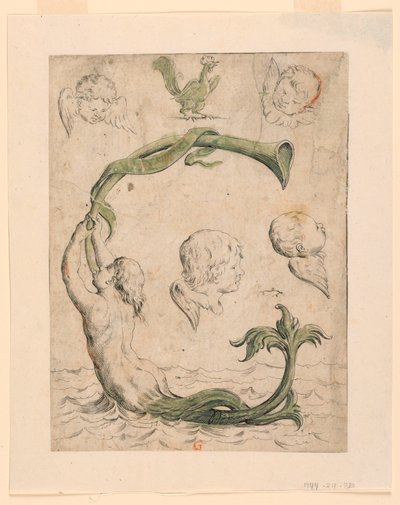 Alfabeto in Sogno"[梦幻字母表]四幅版画的样张：字母 G 作者 朱塞佩·玛丽亚·米特利