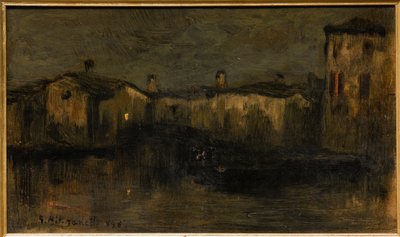 有房屋的风景（纸板油画） 作者 朱塞佩·米蒂·萨内蒂