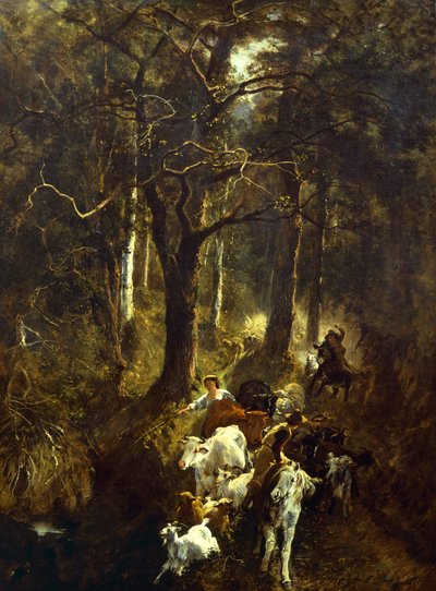 朱塞佩·帕利齐（Giuseppe Palizzi，1812-1888 年）在枫丹白露放牧。 作者 朱塞佩·帕利齐（Giuseppe Palizzi）