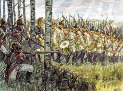 第一帝国：1798 - 1805 年左右前进中的奥地利步兵 - 第一帝国：行进中的奥地利步兵 作者 朱塞佩·拉瓦（Giuseppe Rava）