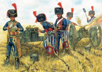 第一帝国：1815 年 6 月 18 日滑铁卢战役中的拿破仑一世御林军炮兵士兵 - 第一帝国：1815 年 6 月 18 日滑铁卢战役中的拿破仑一世御林军马炮兵士兵 - 插图：Giuseppe Rava 作者 朱塞佩·拉瓦（Giuseppe Rava）