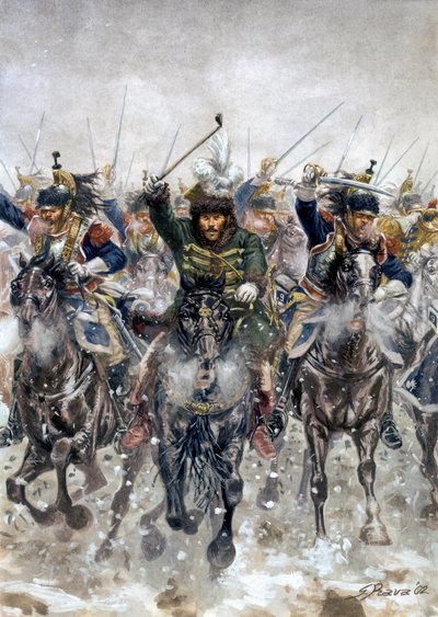 普鲁士和波兰战役：约阿希姆-缪拉（Joachim Murat，1767-1815 年）在 2 月 8 日的埃劳战役中担任骑兵首领 作者 朱塞佩·拉瓦（Giuseppe Rava）